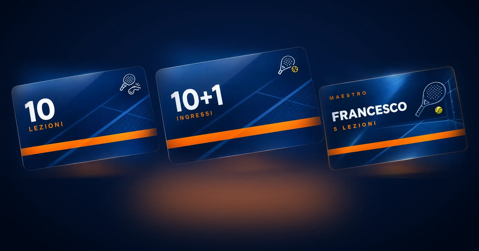 Carnet padel: card ingressi 10+1 e pacchetti lezioni, dal cartoncino all'app