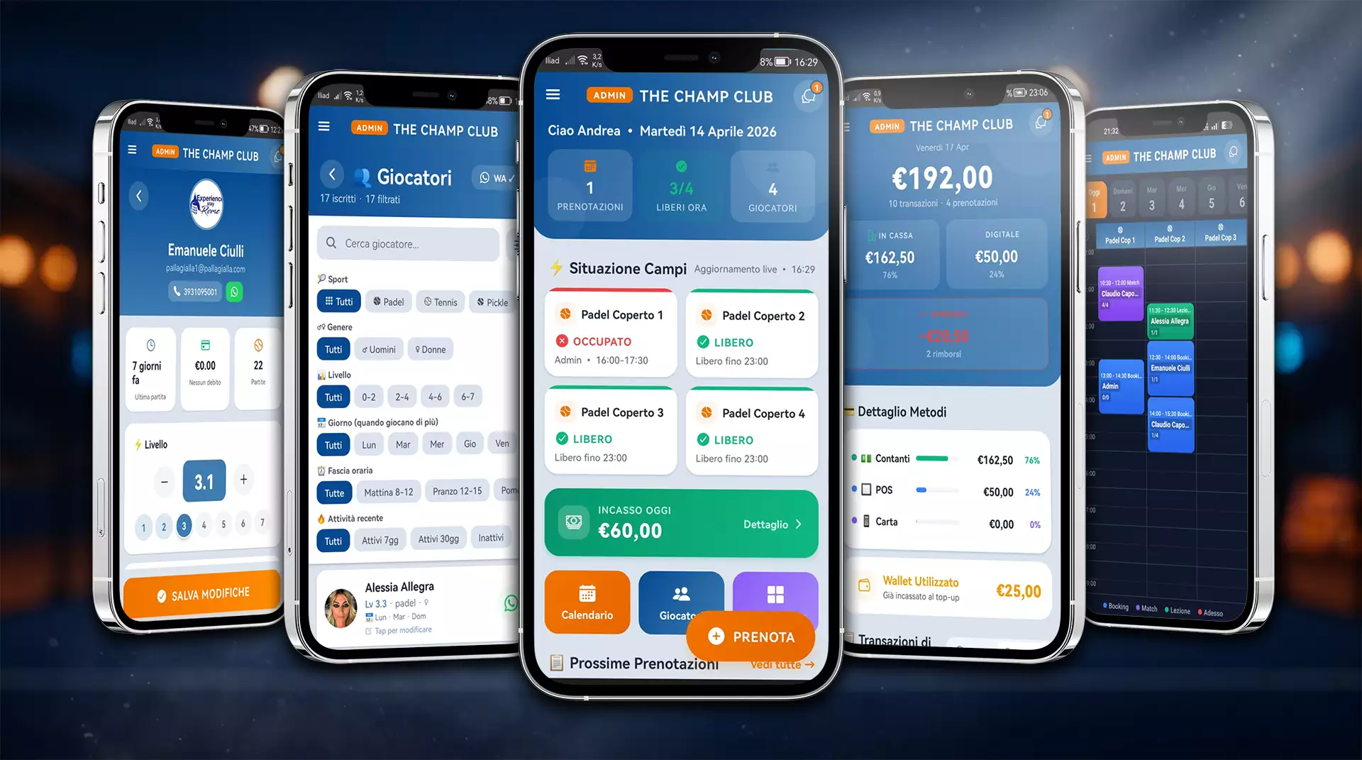 Il gestionale padel che sta in tasca: admin panel nativo mobile