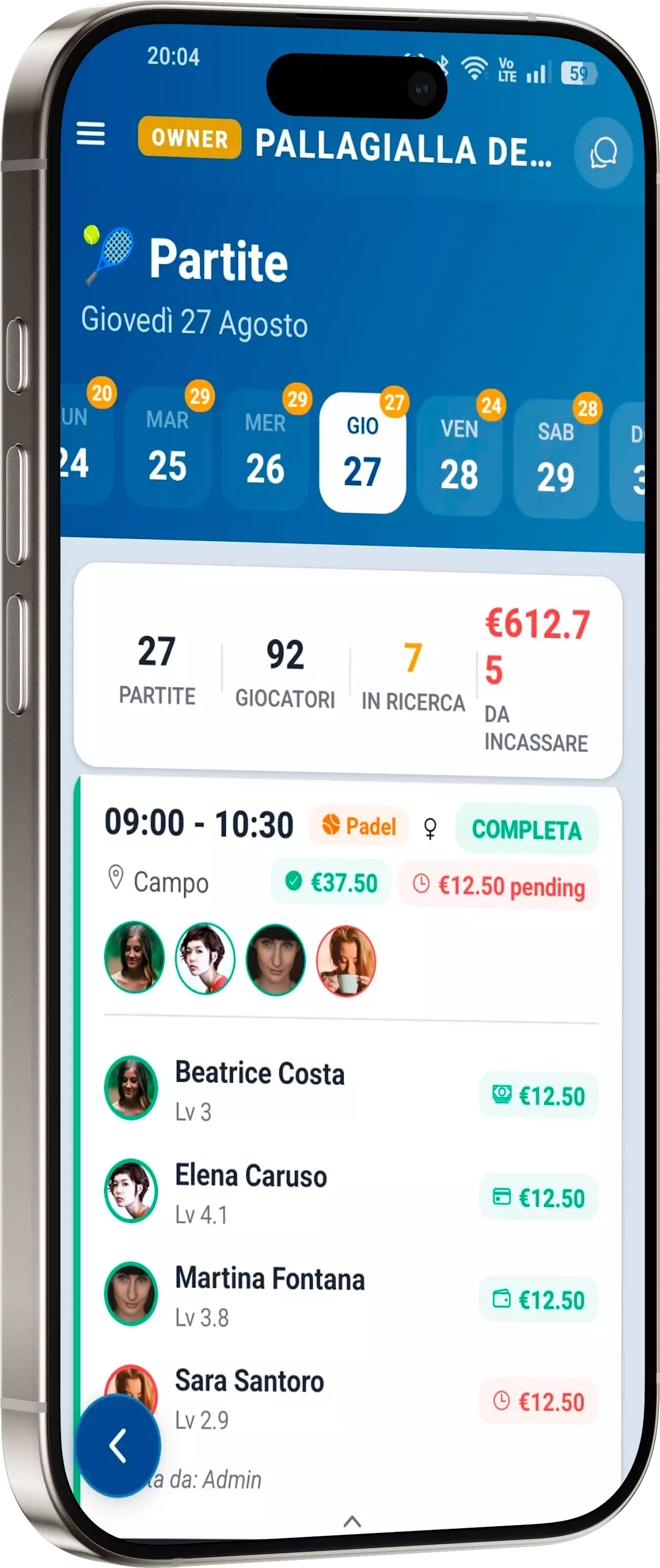 App - Partite del giorno